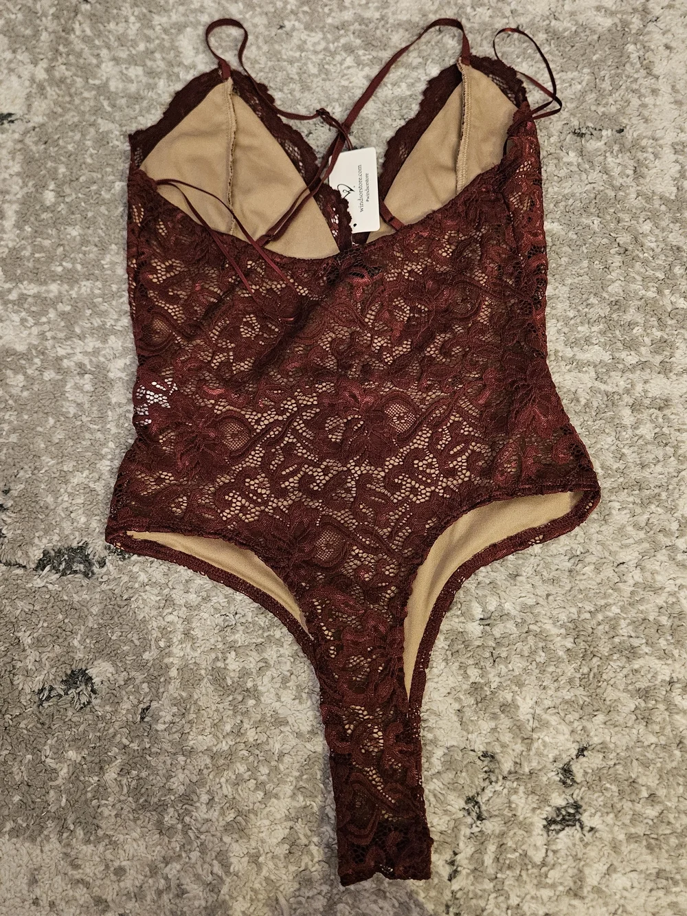 NWT Windsor Magenta Lace Plunge Bodysuit - Picture 3 of 3